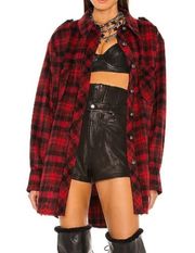 Dundas X Revolve london Oversized Shirt Shacket in Red and Black Plaid Size XXS