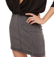 NWT‎ Free People Modern Femme Jean Skirt Size 2 Light Pale Gray Fitted Boho Mini