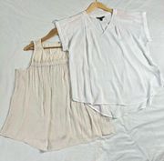 LOT OF 2! Simply Vera Wang Women's XL Blouses Both White Flowy Style