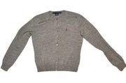 Ralph Lauren  Sport Large Grey 100% Marino Wool Women’s Polo Cardigan Sweater