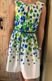 Floral belted A-line dress