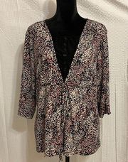Christopher & Banks 3/4 length sleeve multicolor blouse size XL