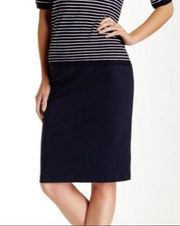 Philosophy Apparel Solid Ponte Pencil Skirt Navy Blue