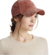 Rag & Bone Marilyn Baseball Cap Hat Mauve Suede 100% Calf Hair Leather Strap​​