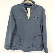 State Of Mine Women's Organic Cotton Striped Texas Pullover Jacket Blue Size M