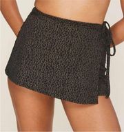Demi Moore x Andie Swim The Marseilles Bikini Bottom Wrap Skirt Black Metallic