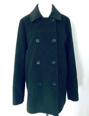 J Jill Army Green Peacoat Wool Blend Doble Breasted Coat Sz S Tall