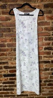 All That Jazz Vintage Gray Floral Sleeveless Midi Dress Women's Size 5/6