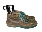 Chukka Driving Moccasins Distressed Brown & Turquoise Women’s 6M