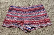 Tory Burch Womens Mouline Knit-Print Shorts Blue Red Size 6