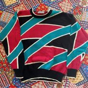 Vintage 90s Cotton Blend Geometric Diamond Print Sweater Size M/L