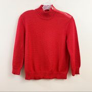 St. John Wool Soft Zipper Side Neck Mock Neck Red Sweater
