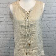 100% Linen Tank Top Tan-Medium