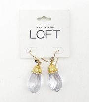 LOFT ANN TAYLOR Earrings Gold Crystal Teardrop Dangle Rhinestone Cocktail NWT