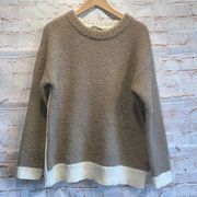 Soft surroundings tundra sweater Color block drop shoulders M oversized tan wool