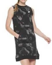 NIKE Athleisure French Terry Club Dress Kanga Pocket Cloud Tie Dye Black Small