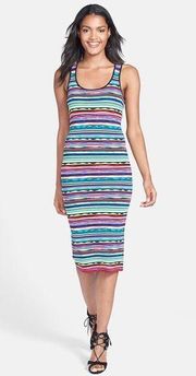 Intarsia Multicolored Stripe Midi Tank Dress