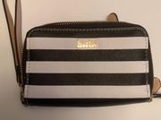 Kate Landry Black and White Striped Wristlet