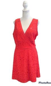 BB Dakota Deep V Neck Coral Lace Dress Size 10 NWT