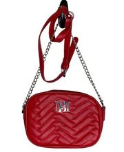 Red Crossbody Purse Quilted Camera Bag Vegan Faux Leather