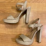 Lauren Conrad Suede Platform Slingback Heels