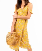 Francescas Yellow Floral Midi Dress