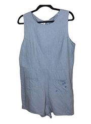 Junk Food Disney Embroidered Mickey Gray Linen‎ Blend Romper Size Medium