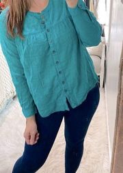 Pilcro and the letterpress by Anthropologie turquoise top size small