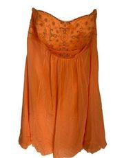 David's Bridal Size 18 orange strapless embellished dress style# f13128 Formal