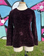 Orvis Plum Chenille Pull Over Knit Sweater Size S