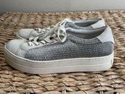 J/Slides NYC Women's Silver Hilton Lace-Up Leather Sneaker Shoes Size 10