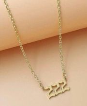 222 Gold Tone Magic Number Necklace NEW