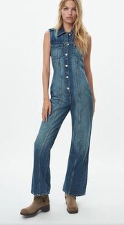 ZARA  Denim western open back jumpsuit size XS