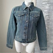 Women’s Bar & Shield Logo Denim Jean Jacket Size M