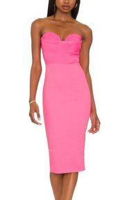 Barbie Pink Bustier Strapless Midi Dress Size XS More to Come Sophia NEW