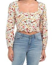 Renee Long Sleeve Floral Summer Spring Cropped Top NWT