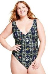 x Target Women's Dainty Floral Tile Print Cheeky One Piece Swimsuit