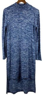 Soft Surrounding‎ Tunic Sweater Top S Blue Knit Turtleneck High Low Long Sleeve