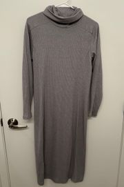 Grey Turtleneck Sweater Dress