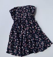 Lucca Couture Strapless Flowered Dress Navy Blue Size 4