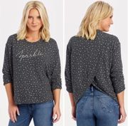 Sundry NWT Gray Sparkle Pullover Sweater Size 1 (Small) Draped Back Detail New