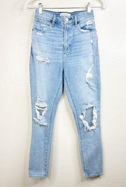 Abercrombie & Fitch  Curve Love High Rise Super Skinny Ankle Distressed Jeans