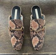 Stella McCartney Python Effect Vegan Leather Mules with Gold Chain 39.5