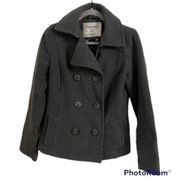 gray double breasted peacoat wool blend  Size Medium