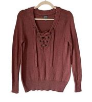 S2 SOHO New York & Company Mauve Lace Up Sweater Size XS