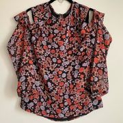 Bardot Revolve Shopbop Floral Cold Shoulder Blouse Top Size 4 XS All Over Print