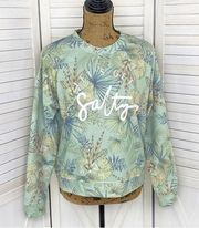 Body Glove Let’s Get Salty Tropical Print Shirt Green Small Crop Sweatshirt