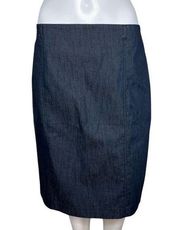 Van Heusen Skirt Women 10 Blue Denim Look Midi Pencil Straight Skirt Office Wear