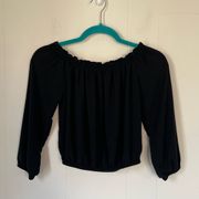 Brandy Melville  Off Shoulder Crop Top Womens One Size OS Black Breezy 3/4 Sleeve