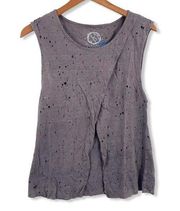 Planet Blue Distressed Knit Crossover Tank XS